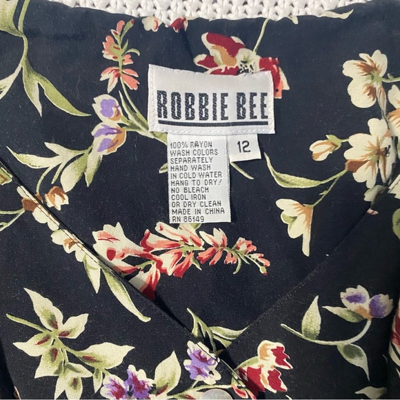 Robbie Bee Vintage 90s Black Floral Shift Dress - Picture 8 of 10